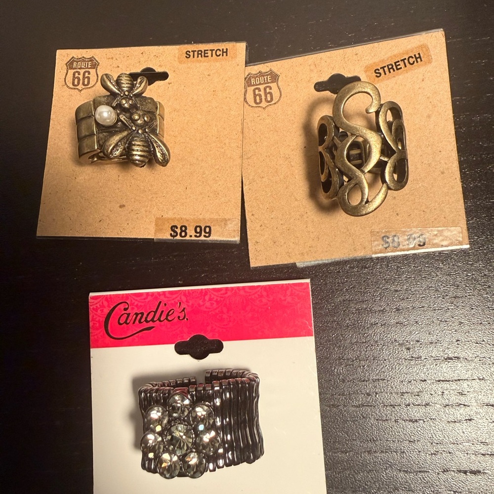 Route 66 Gold Stretch  and Candie’s Set rings .